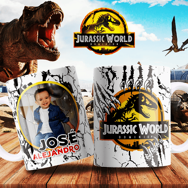 7 Artes para Caneca Jurassic Park Arquivo Editável 3