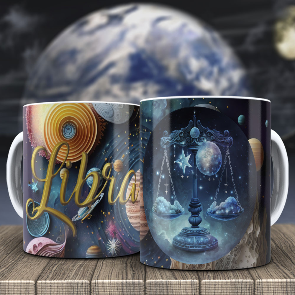 12 Artes para Caneca Signos 3d Arquivo Editável 5