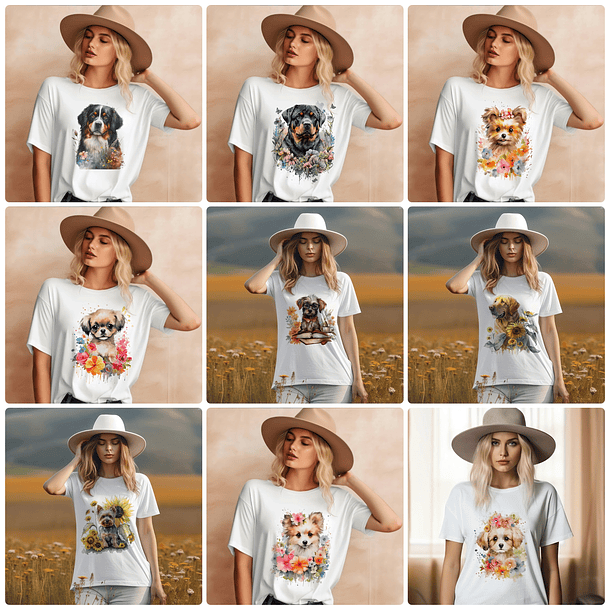 28 Artes para Camisa Chachorro Aquarela Arquivo em Png  1