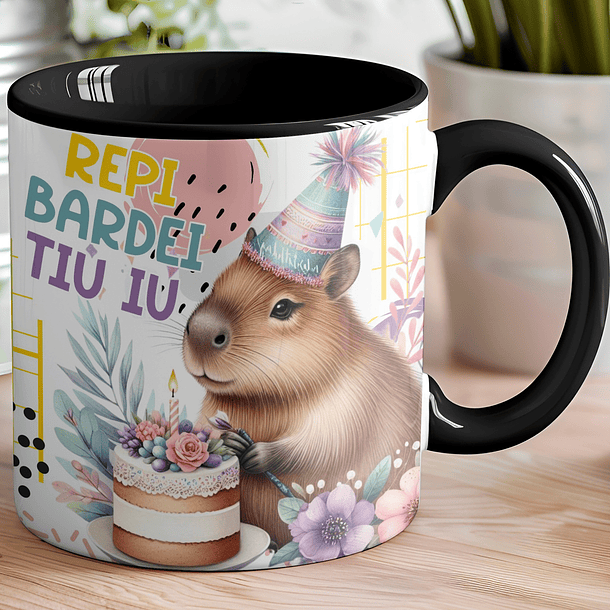 9 Artes para Canecas Capivara Aniversário Arquivo Editável 4