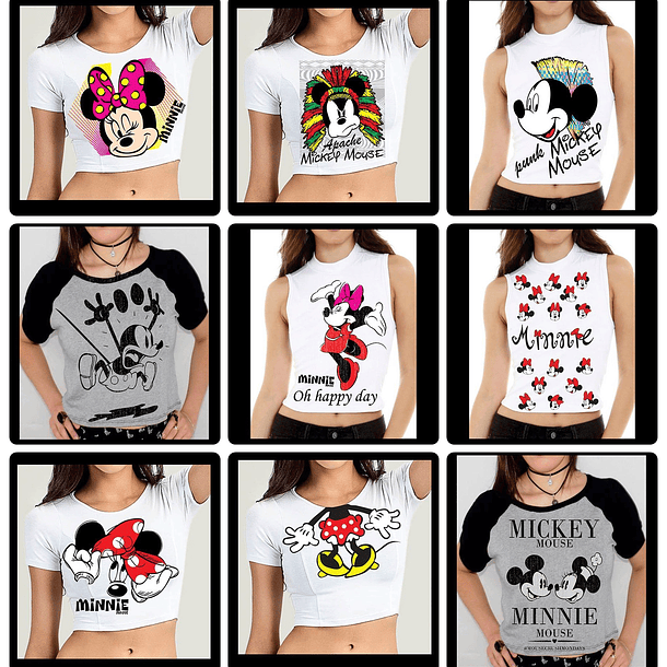 60 Artes para Camisa Personagens Mickey e Minnie Arquivo em Jpg 3