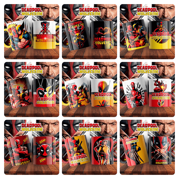 123 Artes para Camisa e Caneca Deadpool e Wolverine Arquivo em Jpg 1