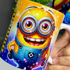 Arte Caneca Minions Gliter Arquivo em Jpg 