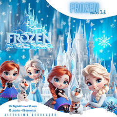 Kit Digital Frozen Cute em Png 