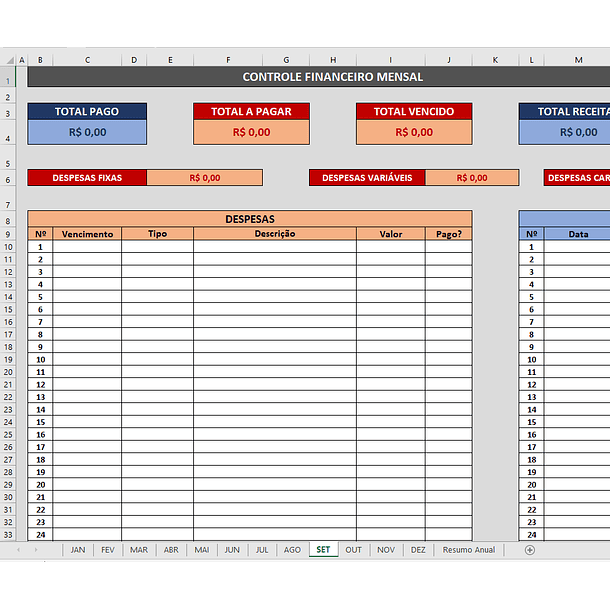 Planilha Controle Financeiro Pessoal 5