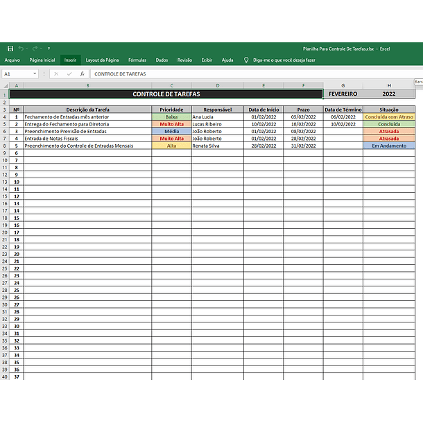 Planilha Para Controle De Tarefas 3