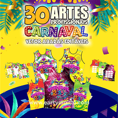 30 Artes Modelo de Abada Carnaval Bloco Arquivo Editável Vetor Abadás Template