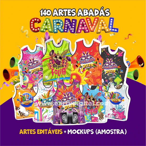 140 Artes Modelo de Abada Carnaval Bloco Arquivo Editável Ve