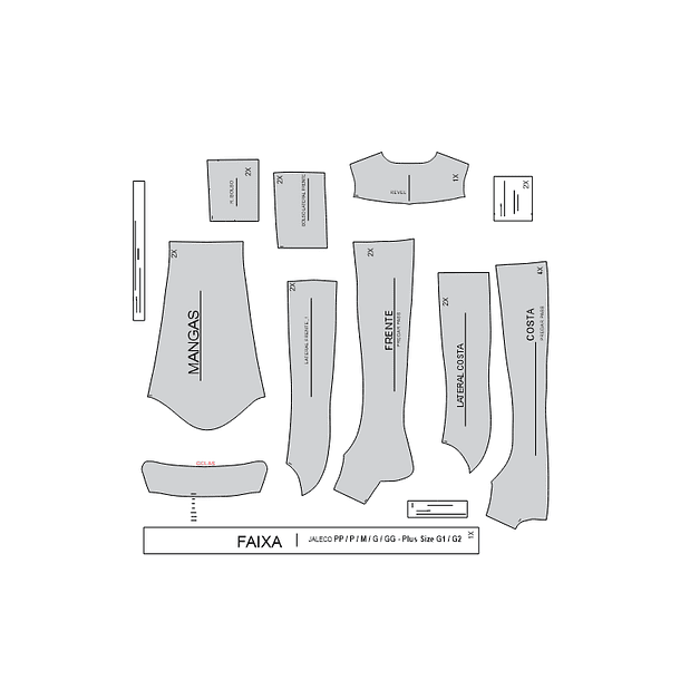 Molde Jalecos Unissex (PP ao XGG) Arquivo PDF + Editável 1