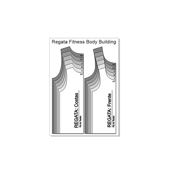 Molde Regata Fitness Body Building Masculina (PP ao XG) Arquivo PDF + Editável 1