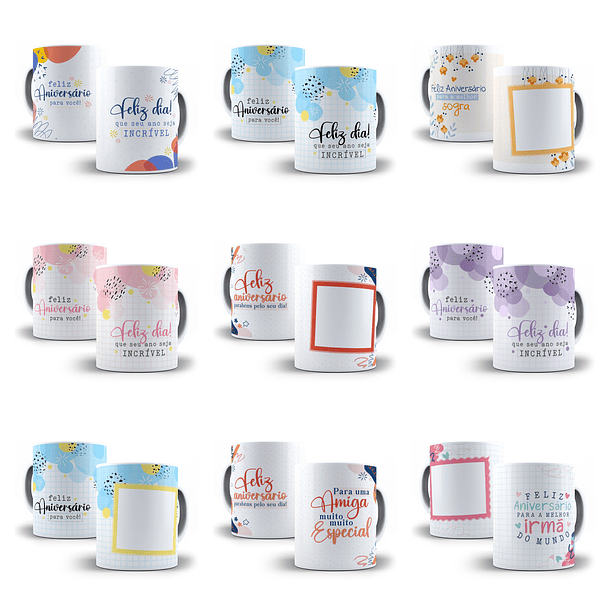 24 Artes para Caneca Aniversário Arquivo Editável 2