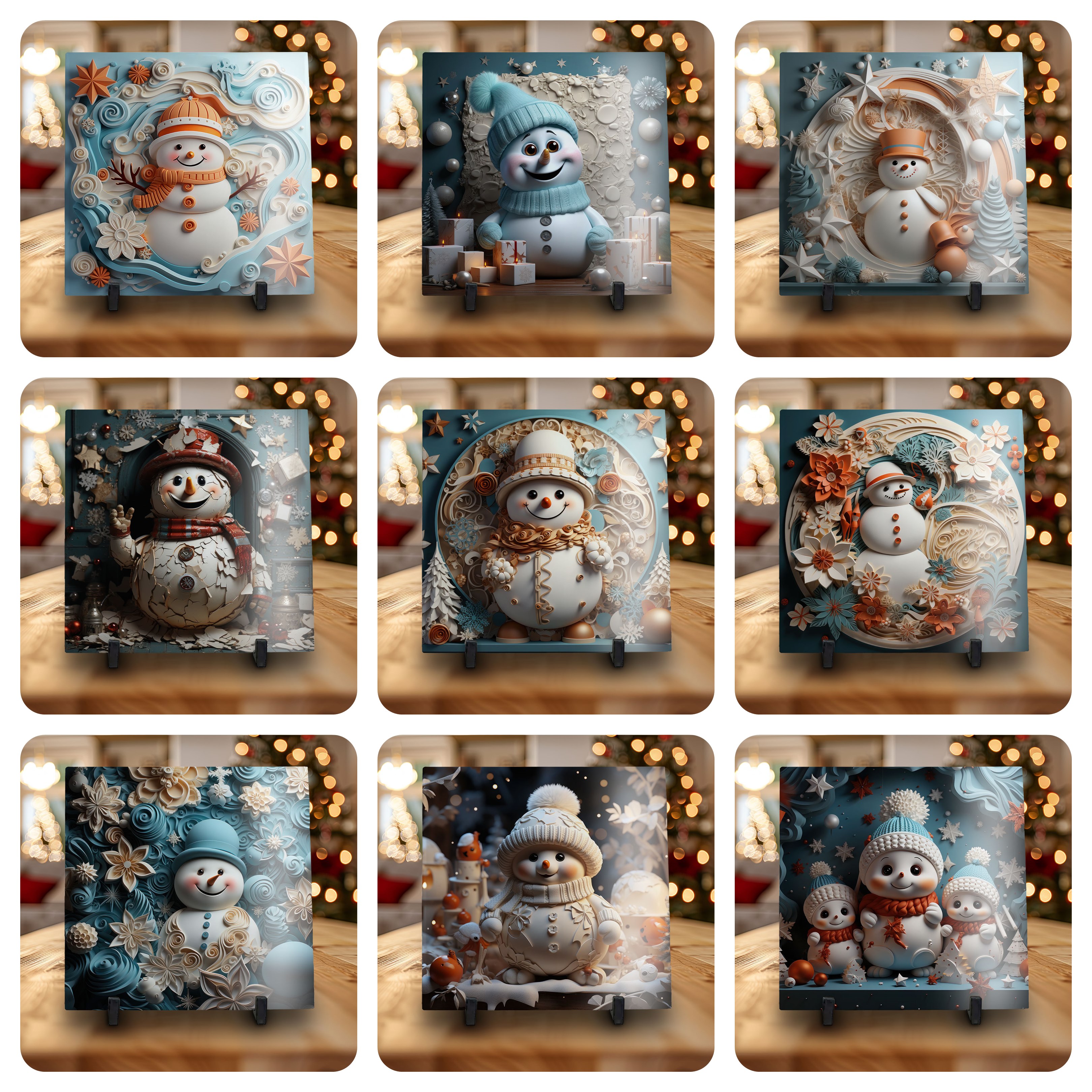 12 Artes para Azulejo Boneco de Neve Arquivo em Jpg 1