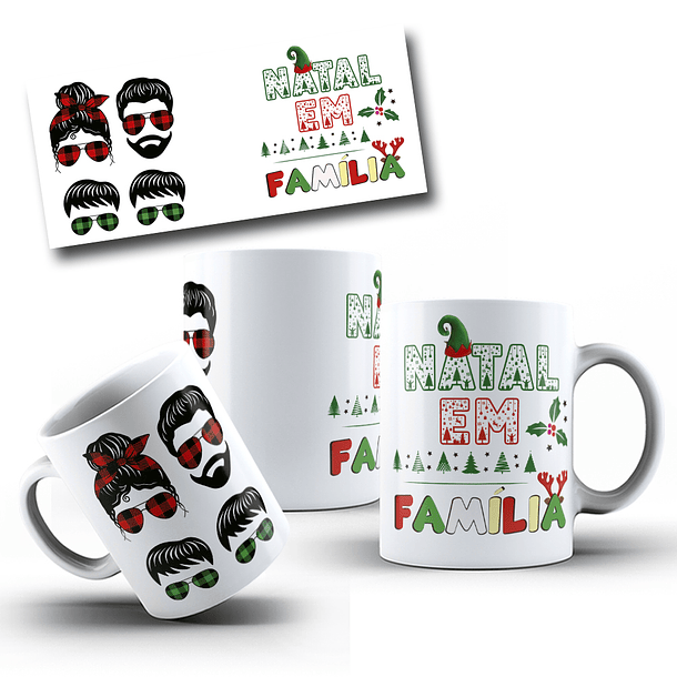 6 Artes Caneca Natal em Familia Arquivo Editável  6