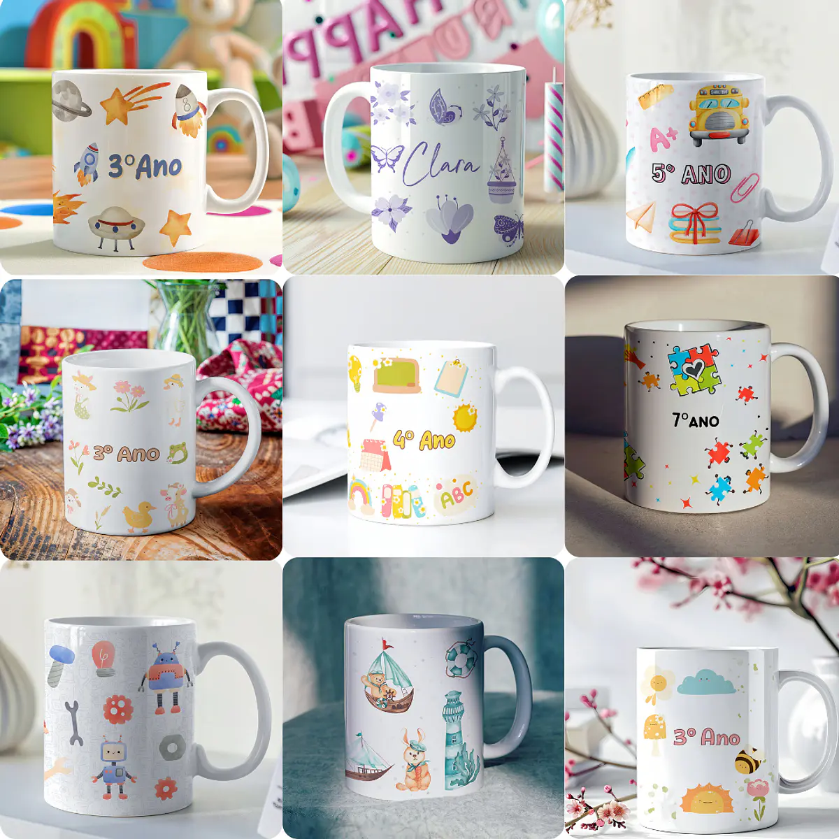 24 Artes para Caneca Volta as Aulas Arquivo em Png