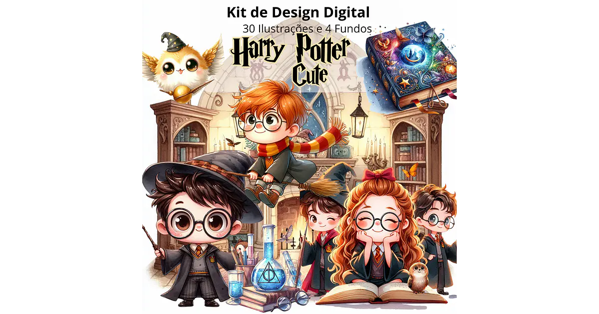 Kit Digital Harry Potter Cute em Png