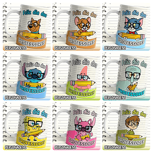 25 Artes para Caneca Personagens Professores Arquivo em Png