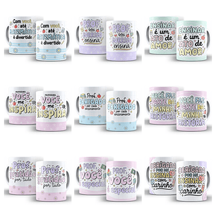 26 Artes para Caneca Dia dos Professores Gratidão em Cores Arquivo Editável 