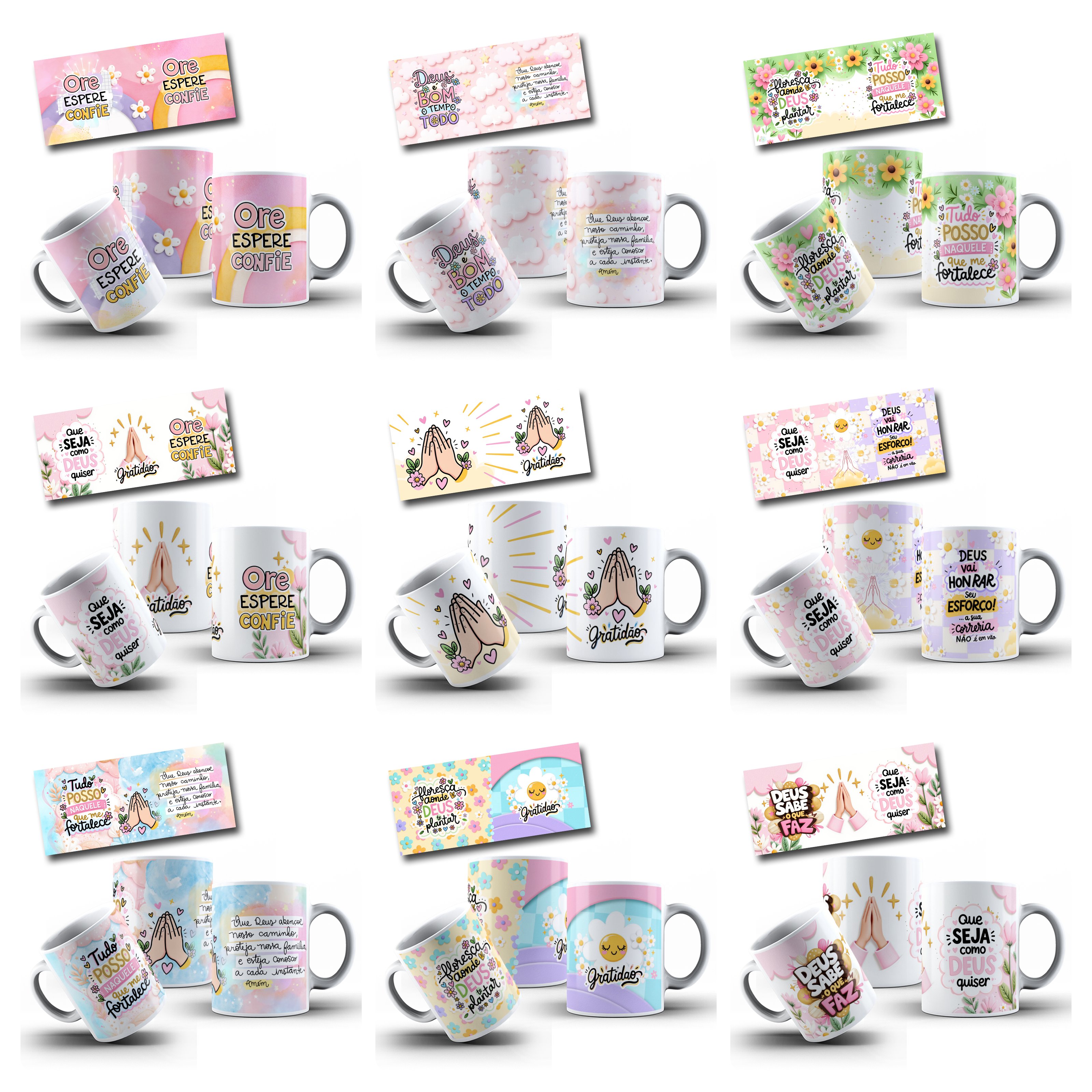 12 Artes para Caneca Frases de Fé Religião Cristã Arquivo em Jpg  1