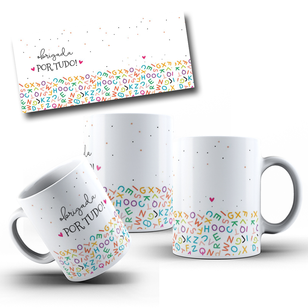 Artes Caneca Obrigado por Tudo Arquivo em Jpg 1