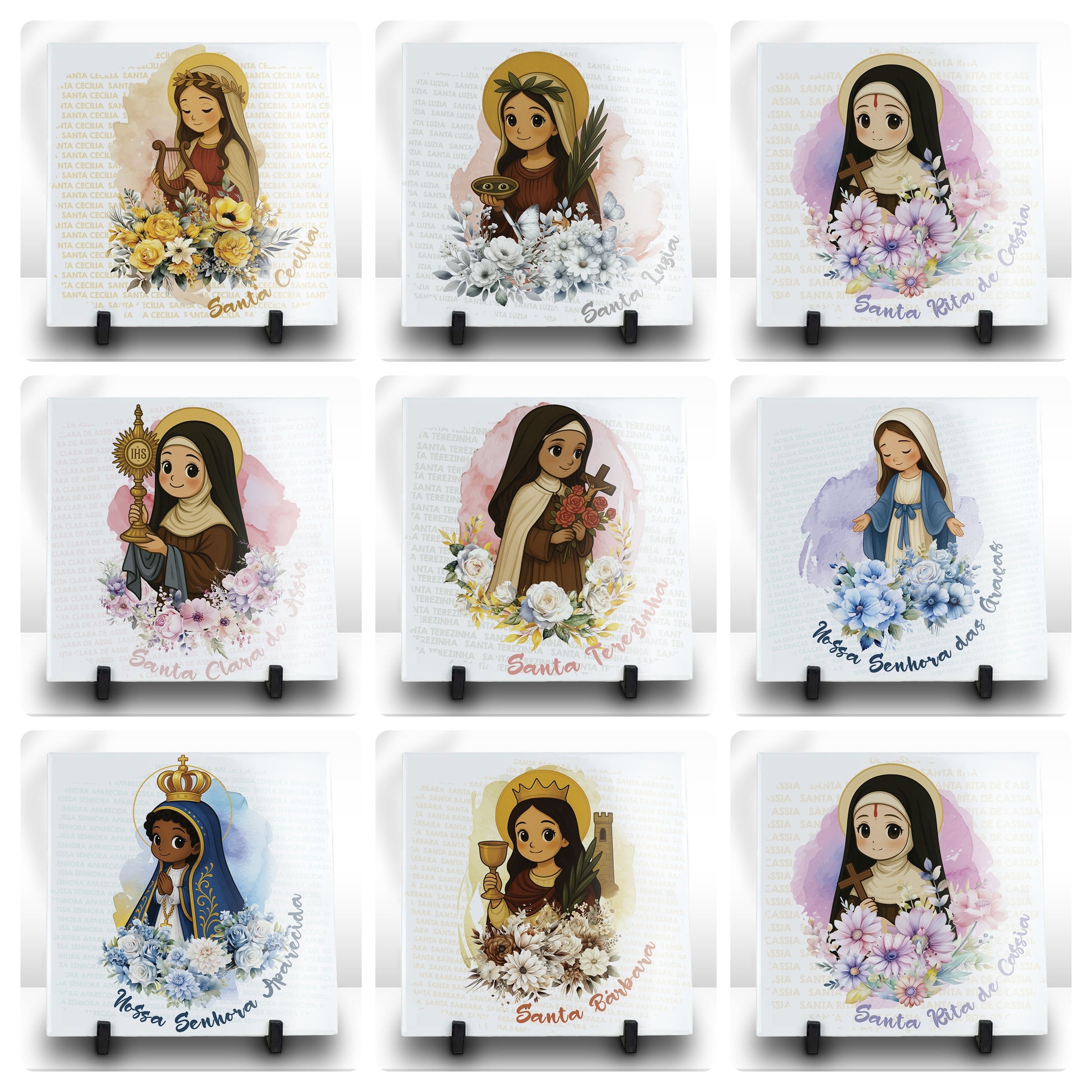 24 Artes para Camisa bag e Azulejo Santinhas Arquivo Editável  2