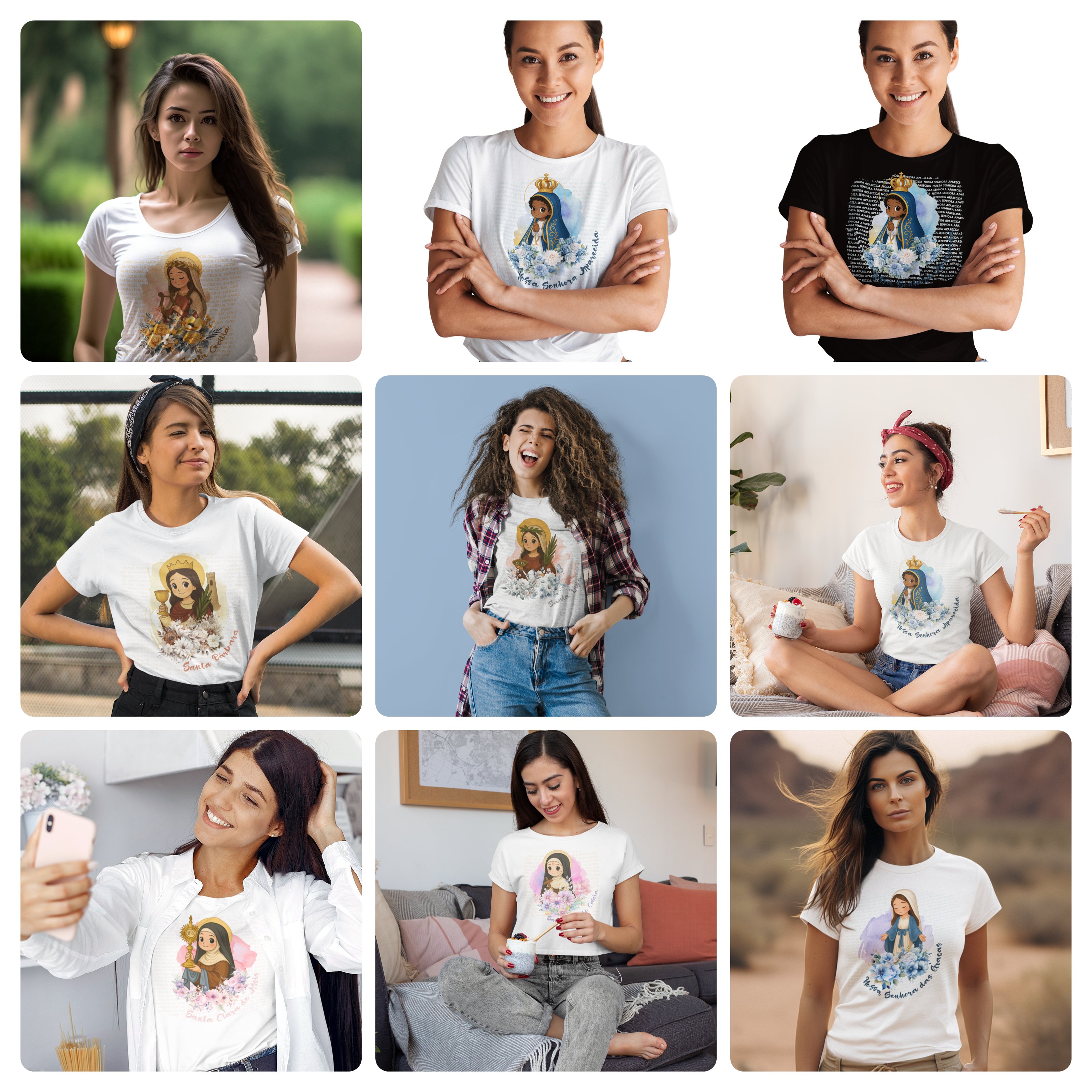 24 Artes para Camisa bag e Azulejo Santinhas Arquivo Editável  3