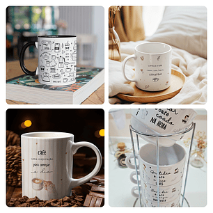 15 Artes para Caneca e Torre de Xícara Frases Momento Café Arquivo Editável 