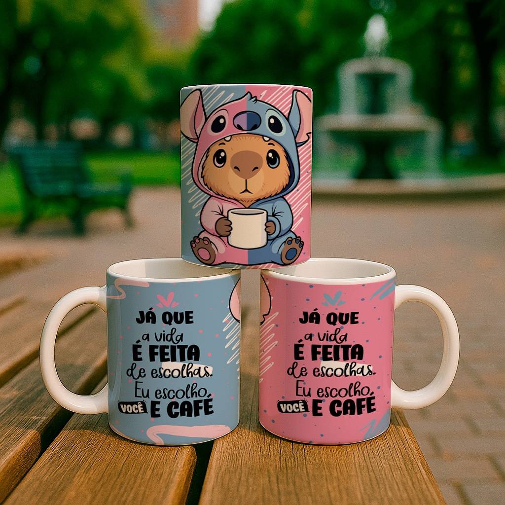 5 Artes para Caneca Stitch Café Arquivo Editável 5