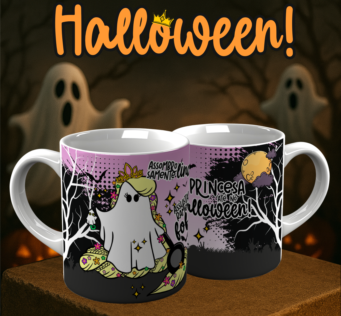 6 Artes para Caneca Princesa Halloween Arquivo em Png  4