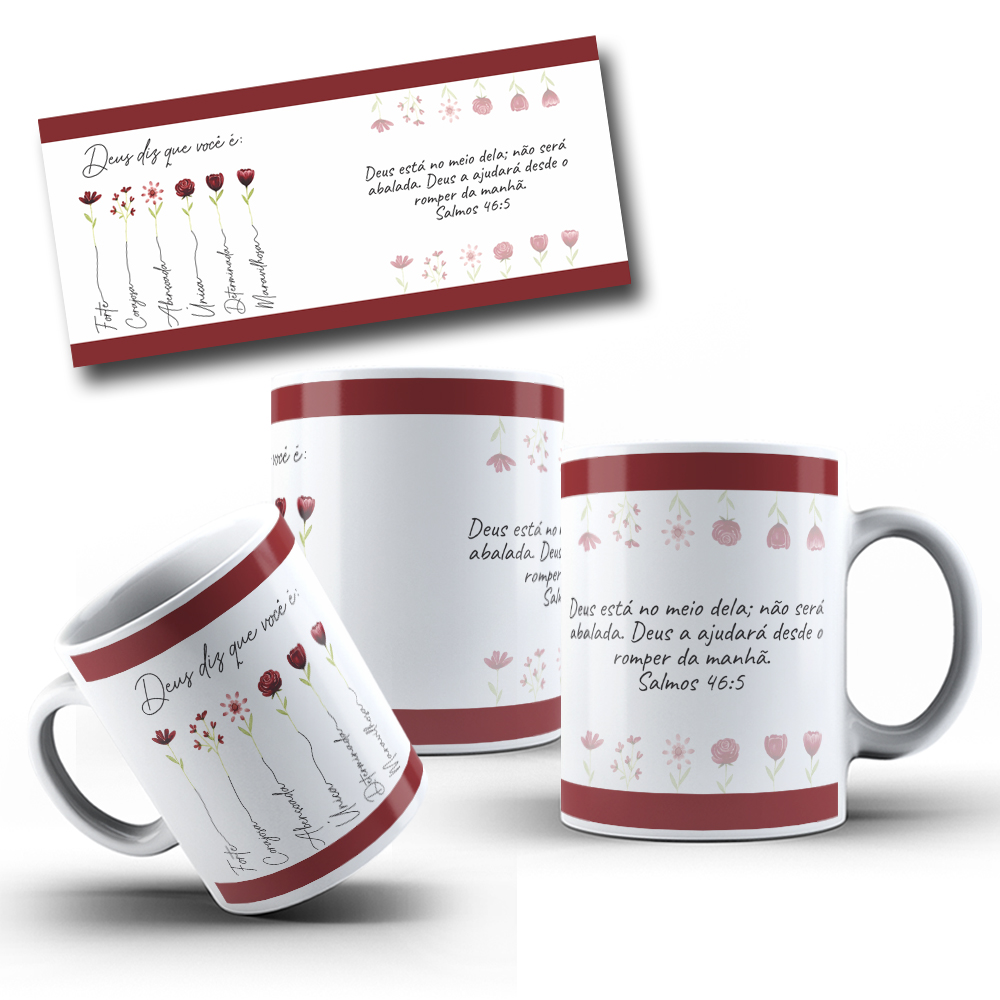 5 Artes Caneca Deus Diz que você é... Versiculo Arquivo em Jpg  3