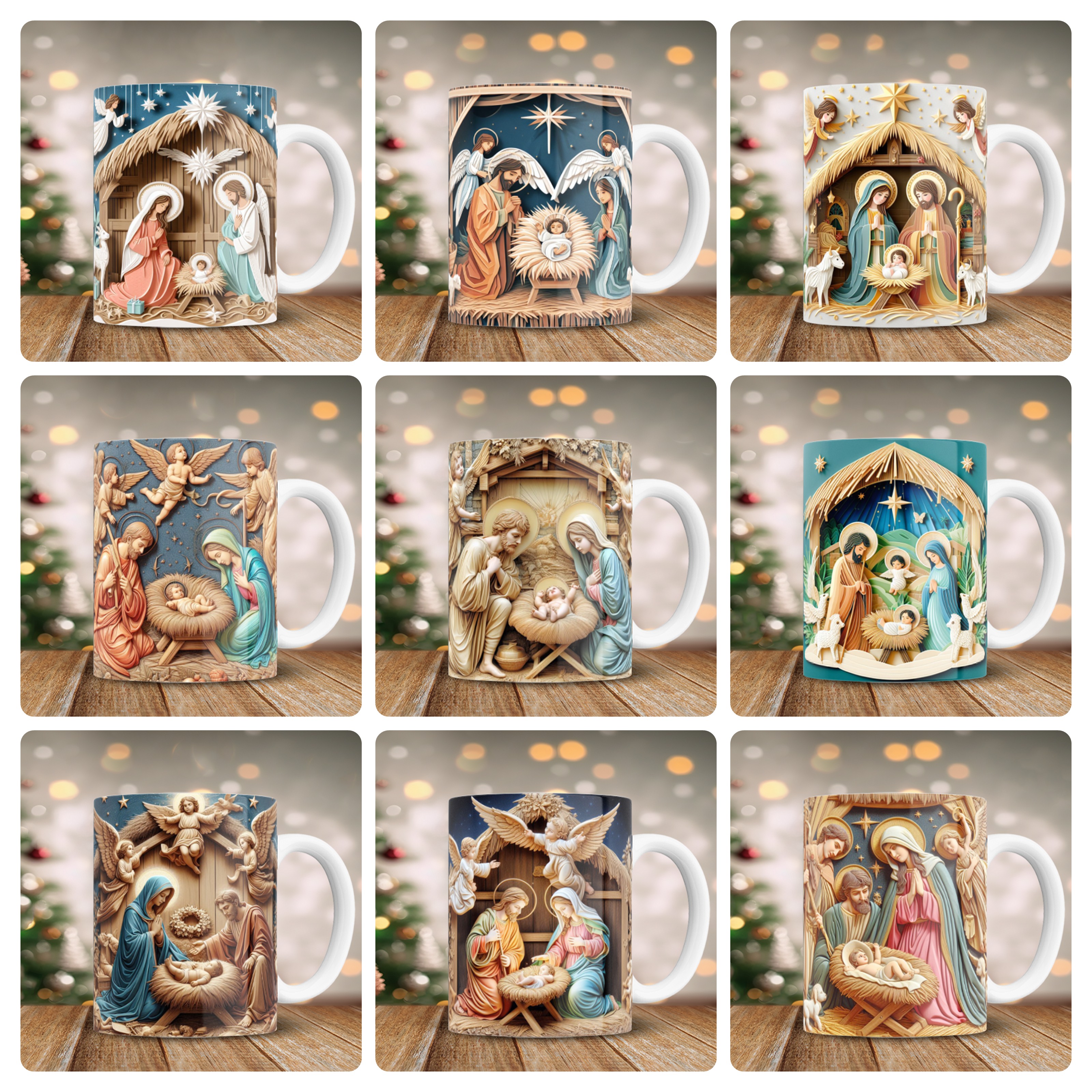 25 Artes para Caneca Natal Nascimento de Jesus 3d Arquivo em Png 2