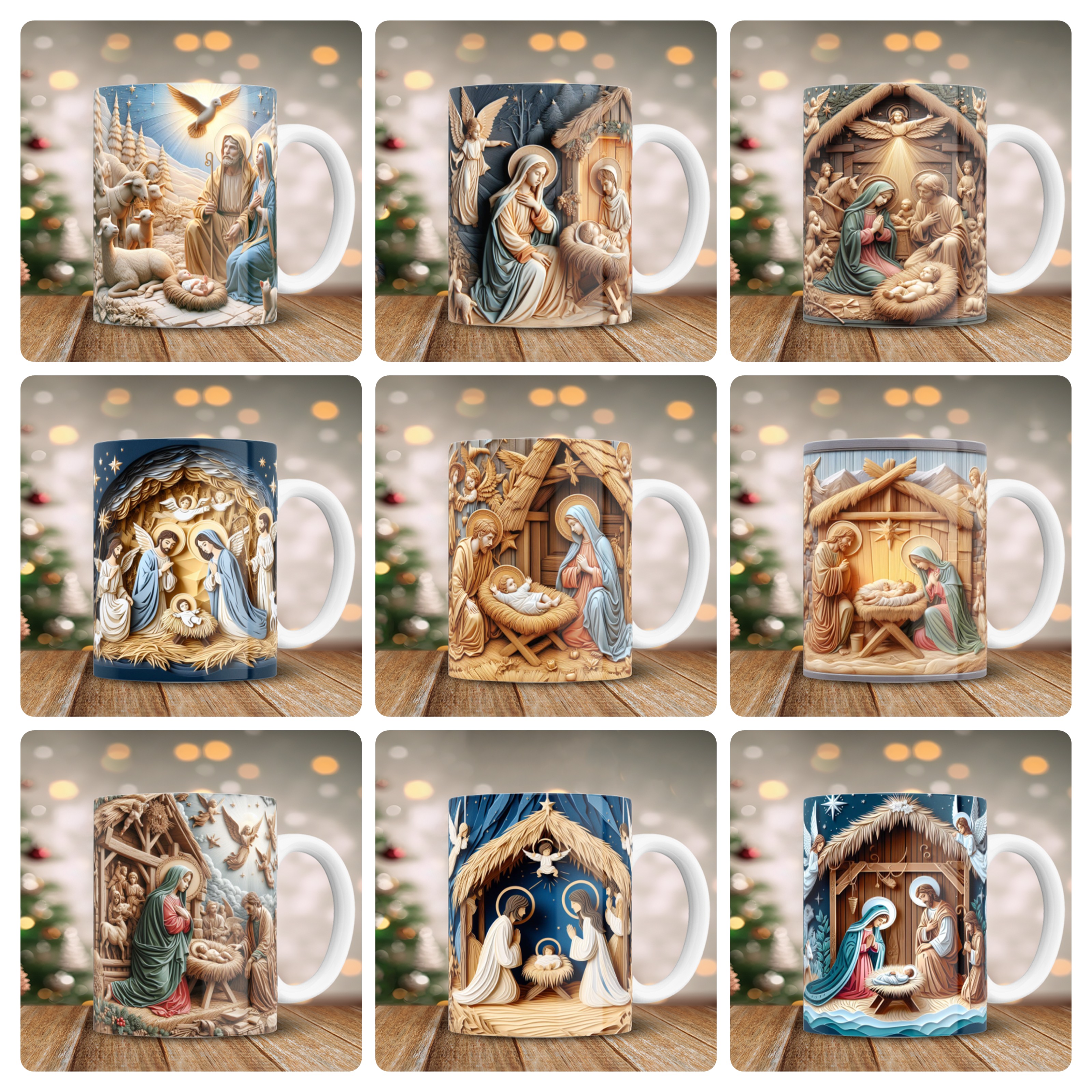 25 Artes para Caneca Natal Nascimento de Jesus 3d Arquivo em Png 3