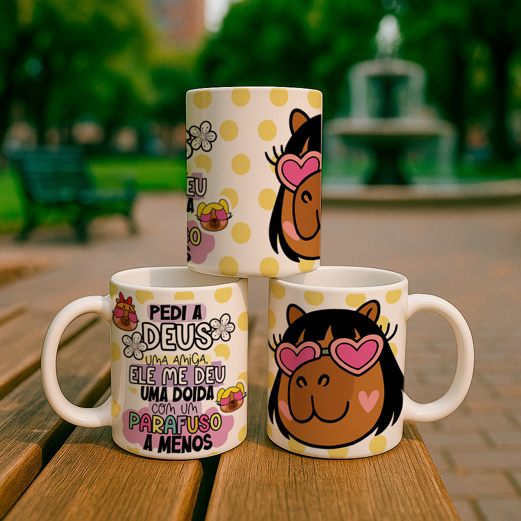 5 Artes para Caneca Amizade, Irmã Capivara Arquivo Editável  4