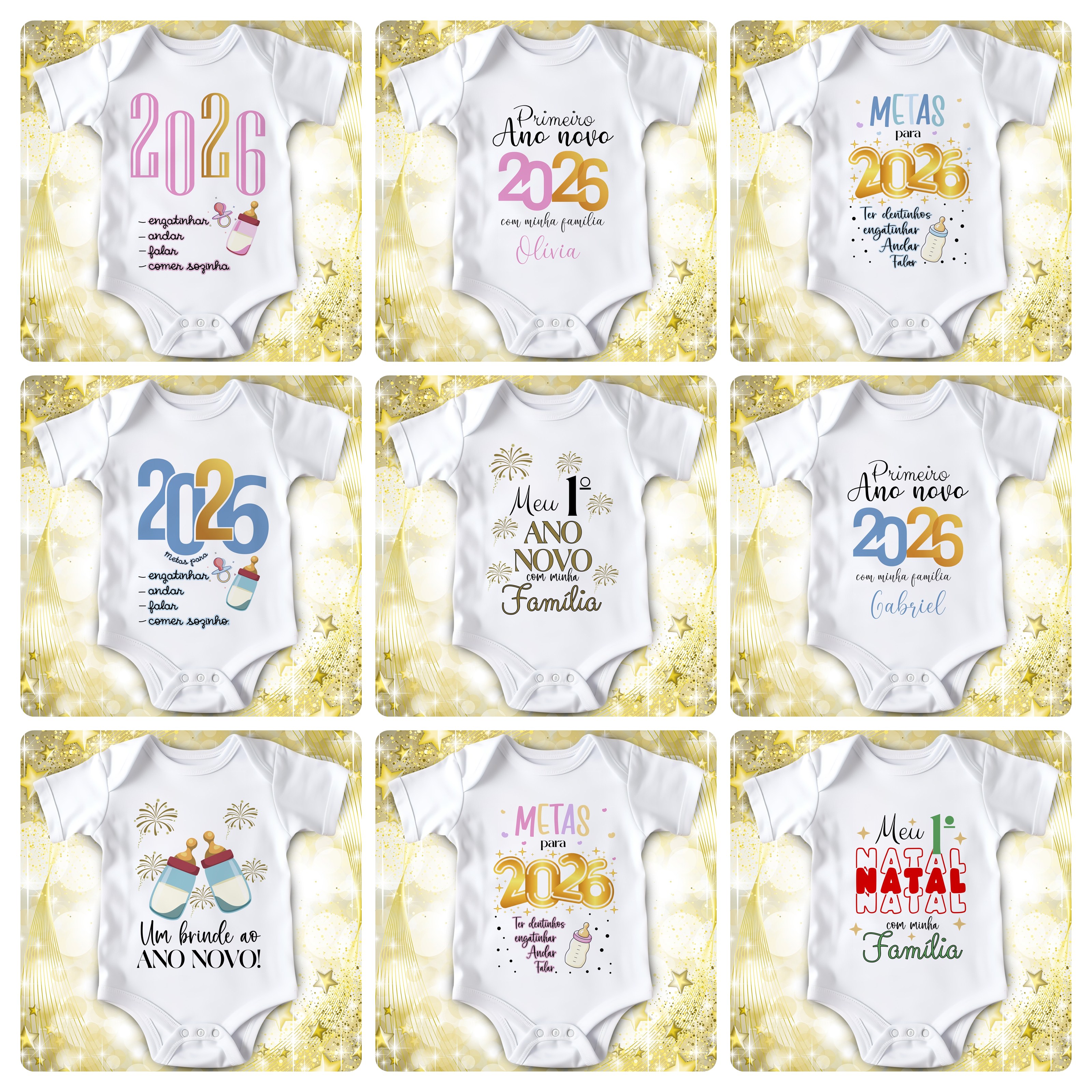 14 Artes para Camisa e Body Ano Novo 2026 Arquivo Editável 1