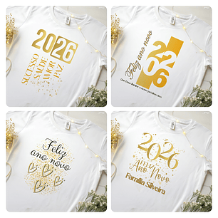 14 Artes para Camisa e Body Ano Novo 2026 Arquivo Editável