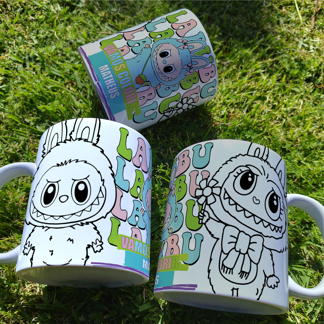 8 Artes para Caneca Labubu Caneca Colorir Arquivo Editável  8