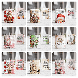 16 Artes para Caneca e Camisa De Natal Arquivo Editável 