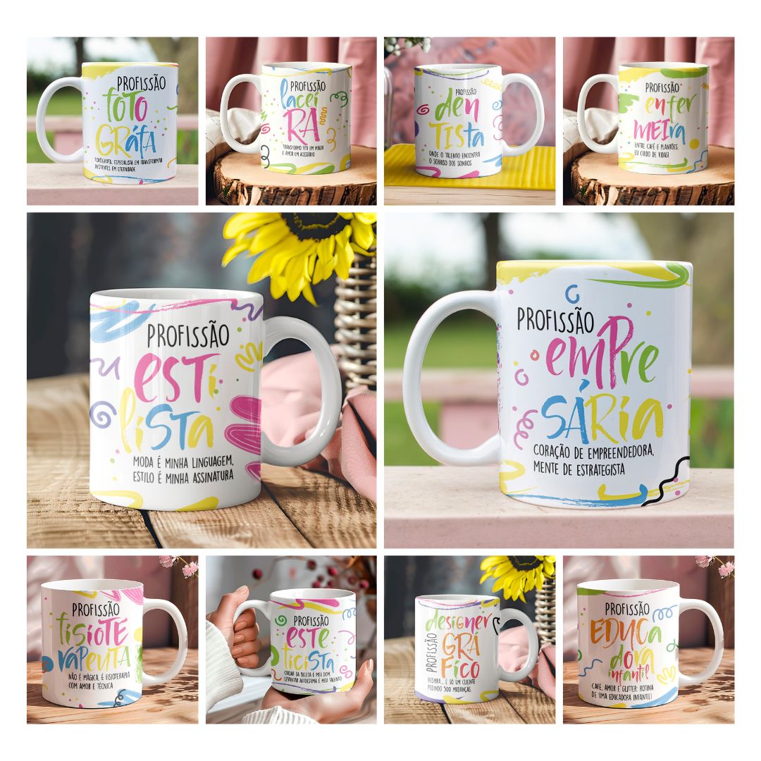 60 Artes para Caneca Profissões Masculina e Feminina Arquivo Editável 1