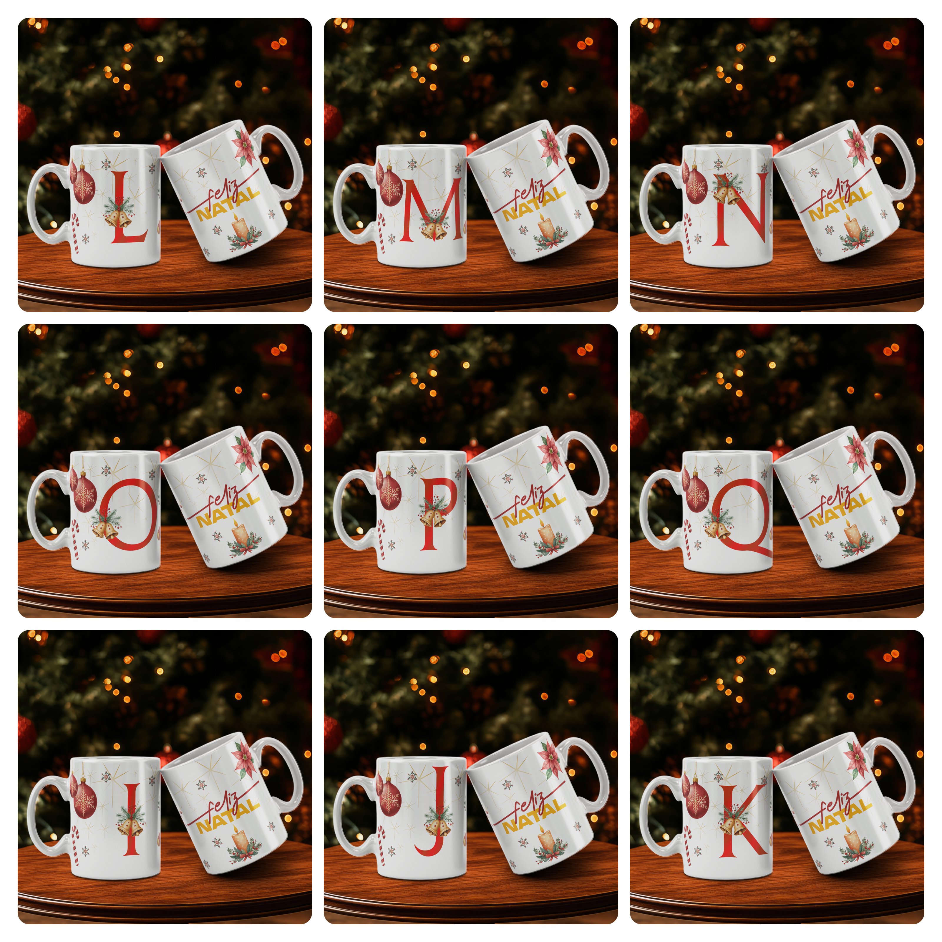 26 Artes para Caneca Alfabeto Natal Feliz Arquivo Editável  2