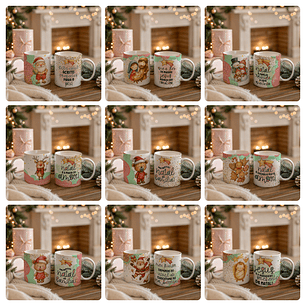 40 Artes para Caneca Toalhinha Bolsa e Azulejo Natal De Amor Papai Noel Arquivo editável em Pdf