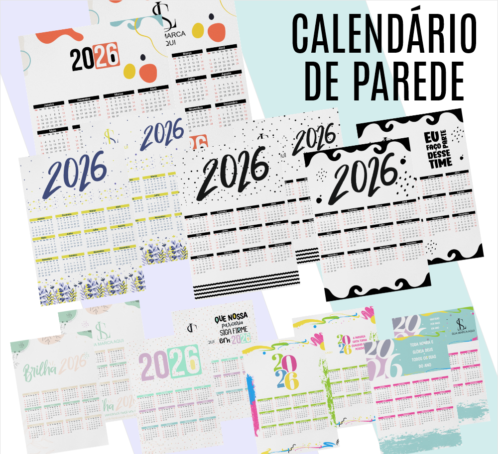 31 Artes para Caneca  + Calendário de Mesa e Calendário de Parede 2026 Arquivo Editável  2