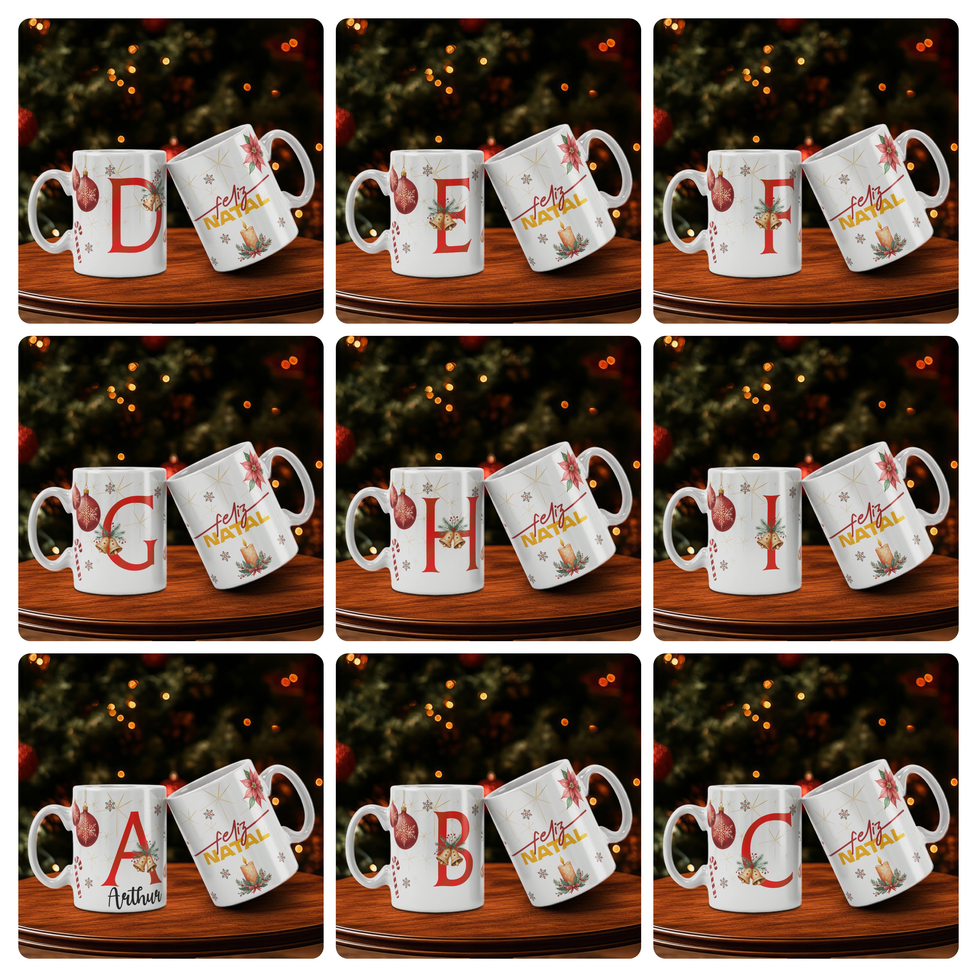 26 Artes para Caneca Alfabeto Natal Feliz Arquivo Editável  4
