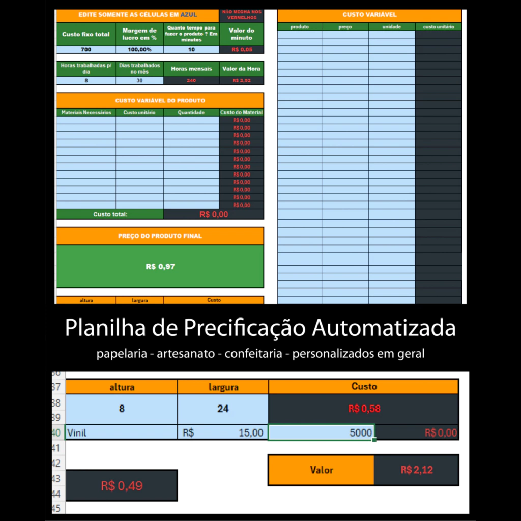 Arquivo Planilha para controle de Caixa Produto e Pedidos Editável em Excel 2