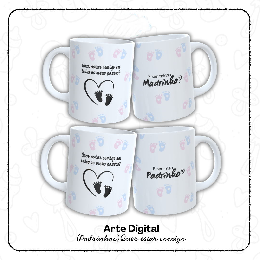 12 Artes para Caneca Padrinho e Madrinha, Dindo e Dinda Arquivo em Jpg  1