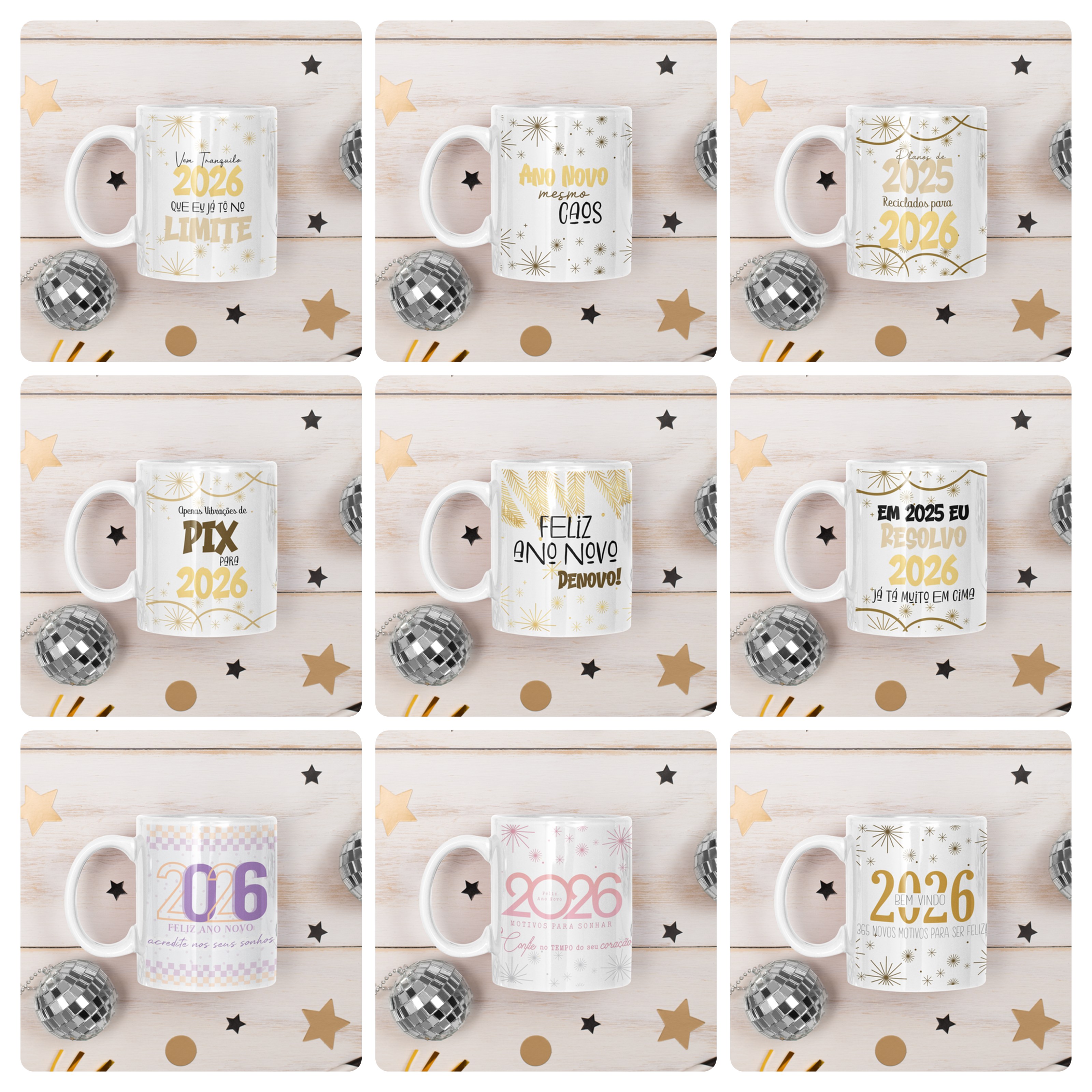 25 Artes Caneca Ano Novo Calendário 2026 Arquivo Editável  9