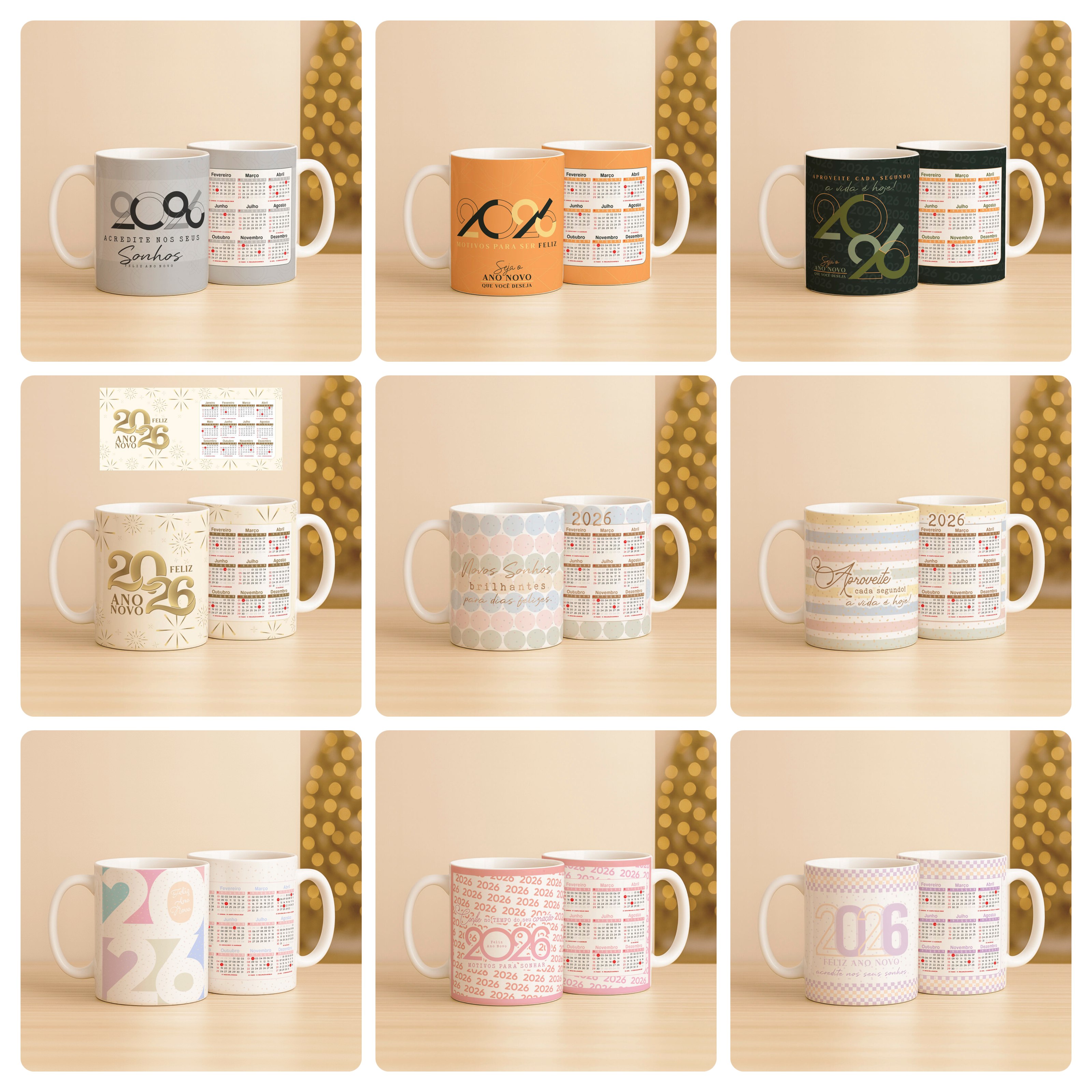 168 Artes para Camisa, Caneca, Body, Copo e Capa agenda Ano novo 2026 Arquivo Editável e Jpg 2