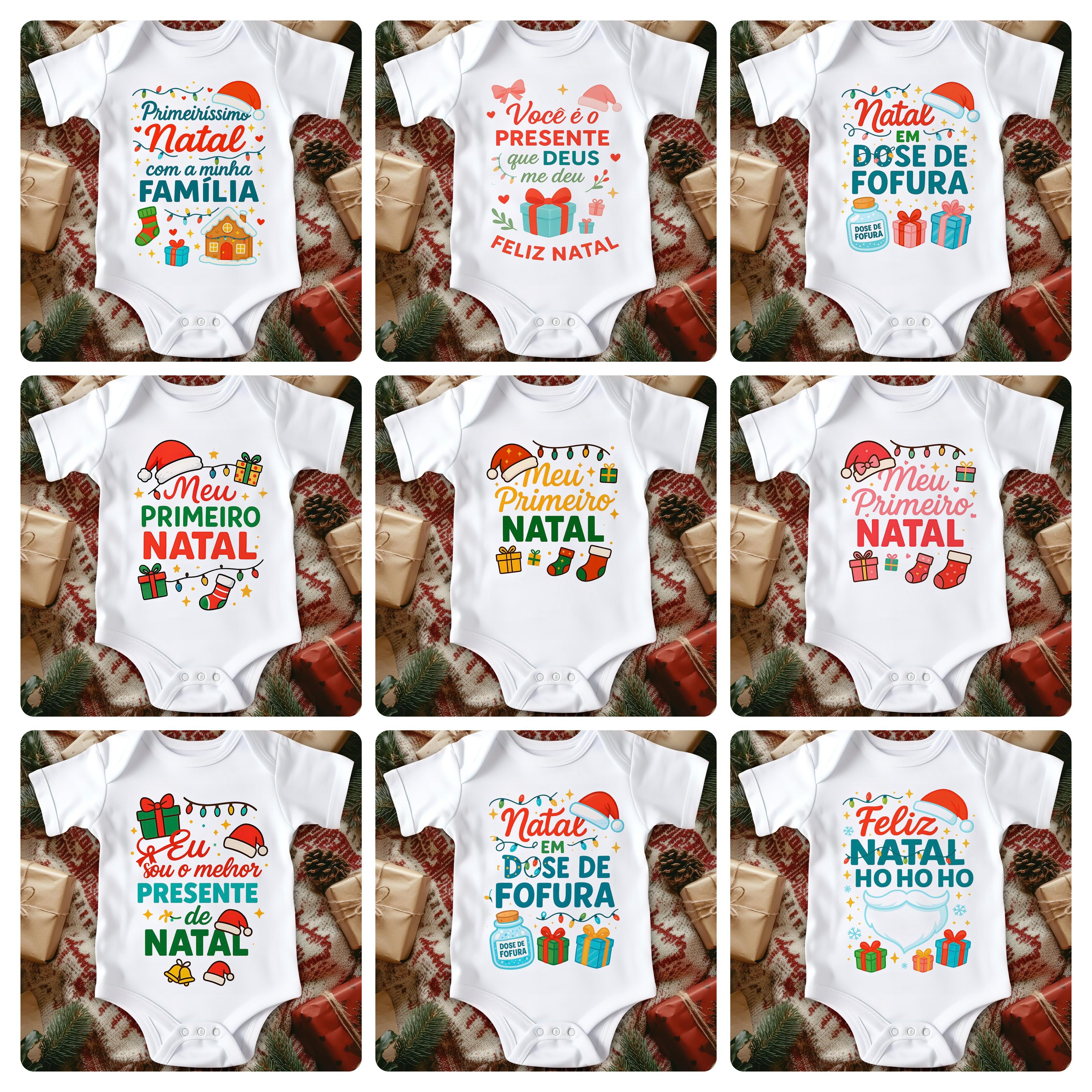 48 Artes para Body, Camisa e Azulejo Natal Familia Papai Noel Editável 3