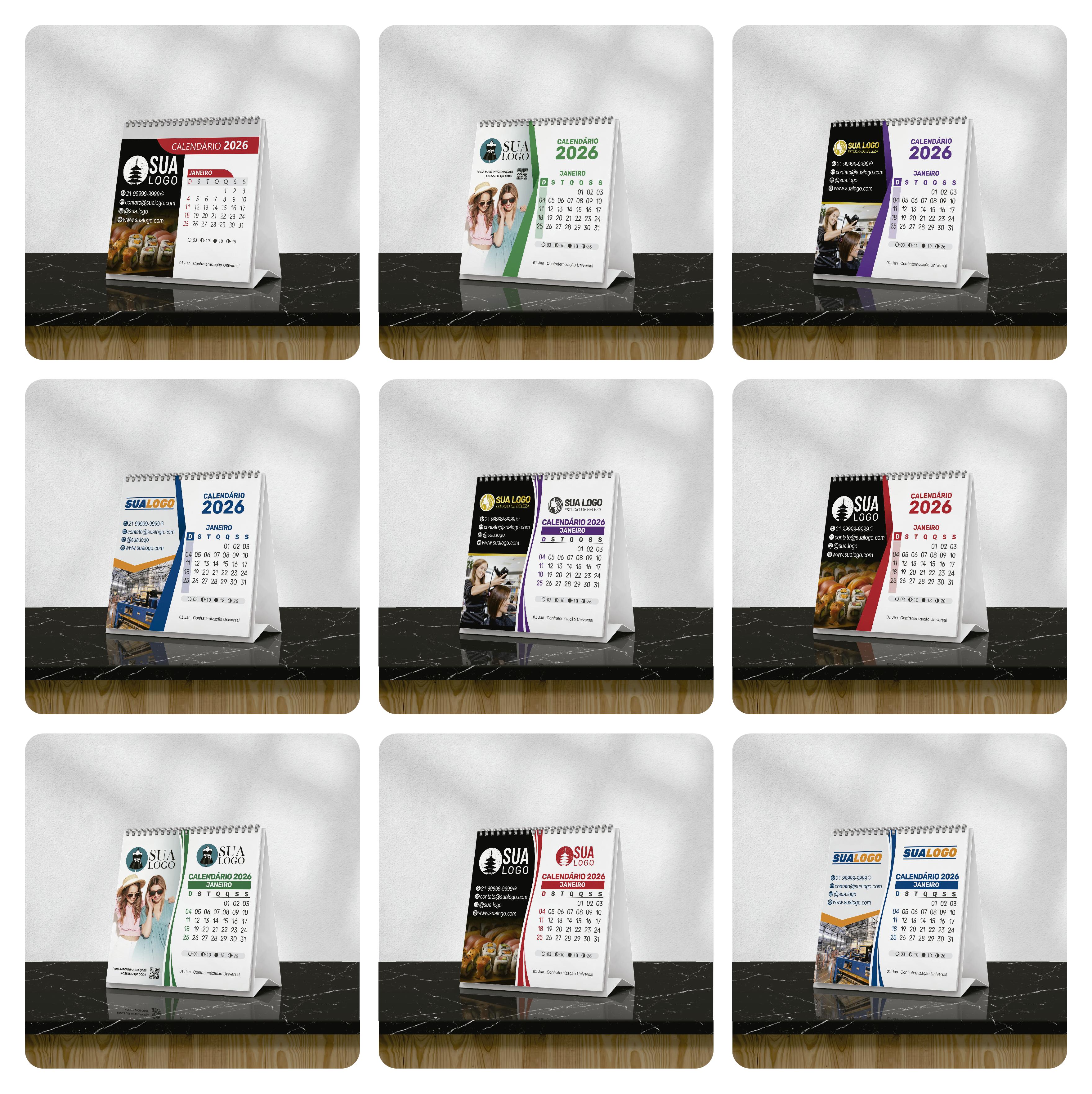 Calendário 2026 Arquivos Editáveis Diversos Modelos PDF e Corel Draw 4