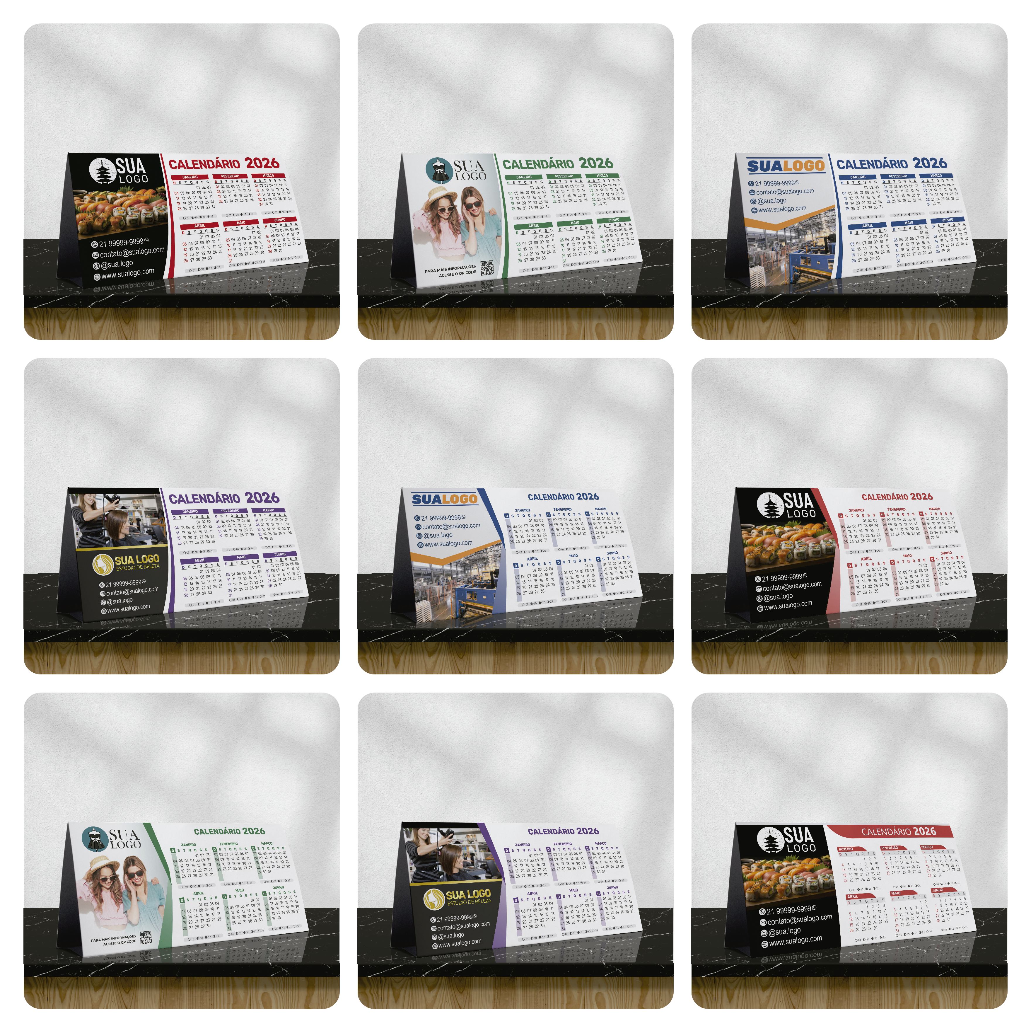Calendário 2026 Arquivos Editáveis Diversos Modelos PDF e Corel Draw 12