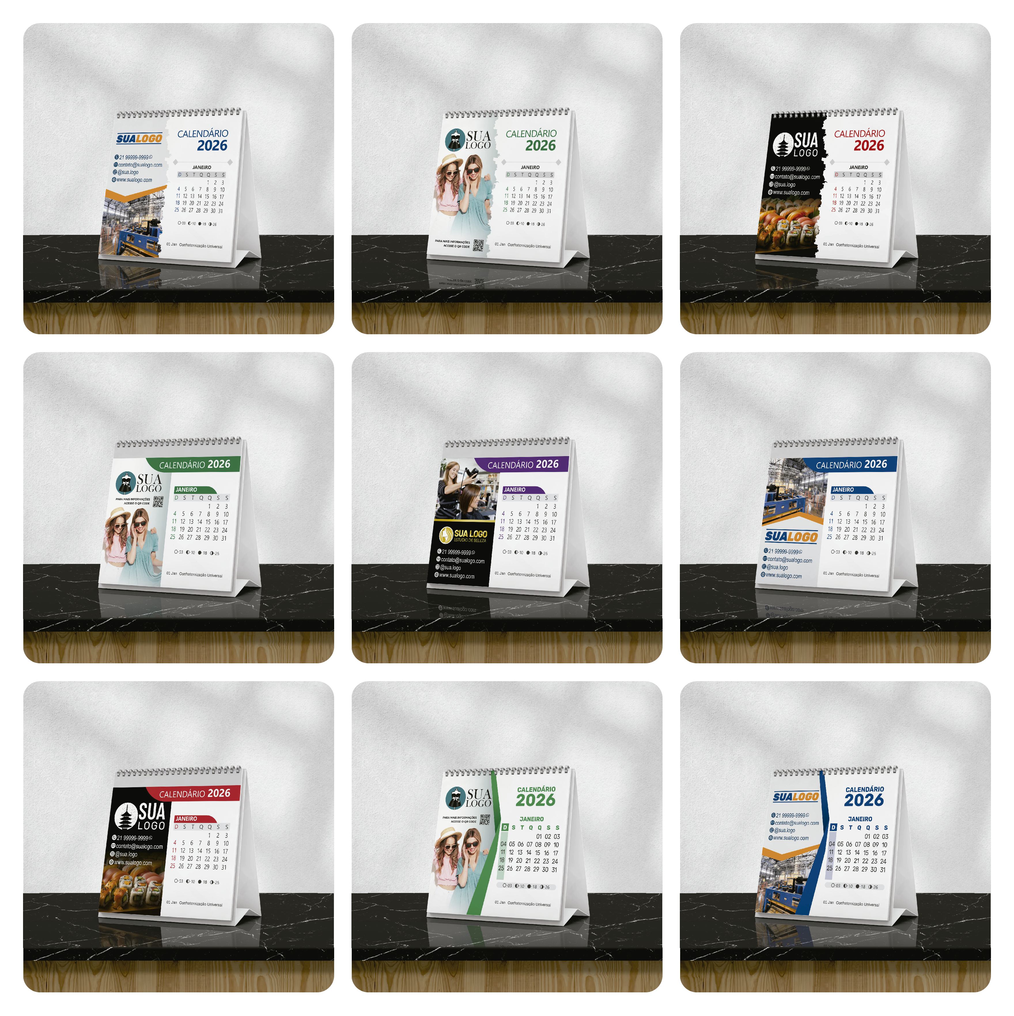 Calendário 2026 Arquivos Editáveis Diversos Modelos PDF e Corel Draw 17