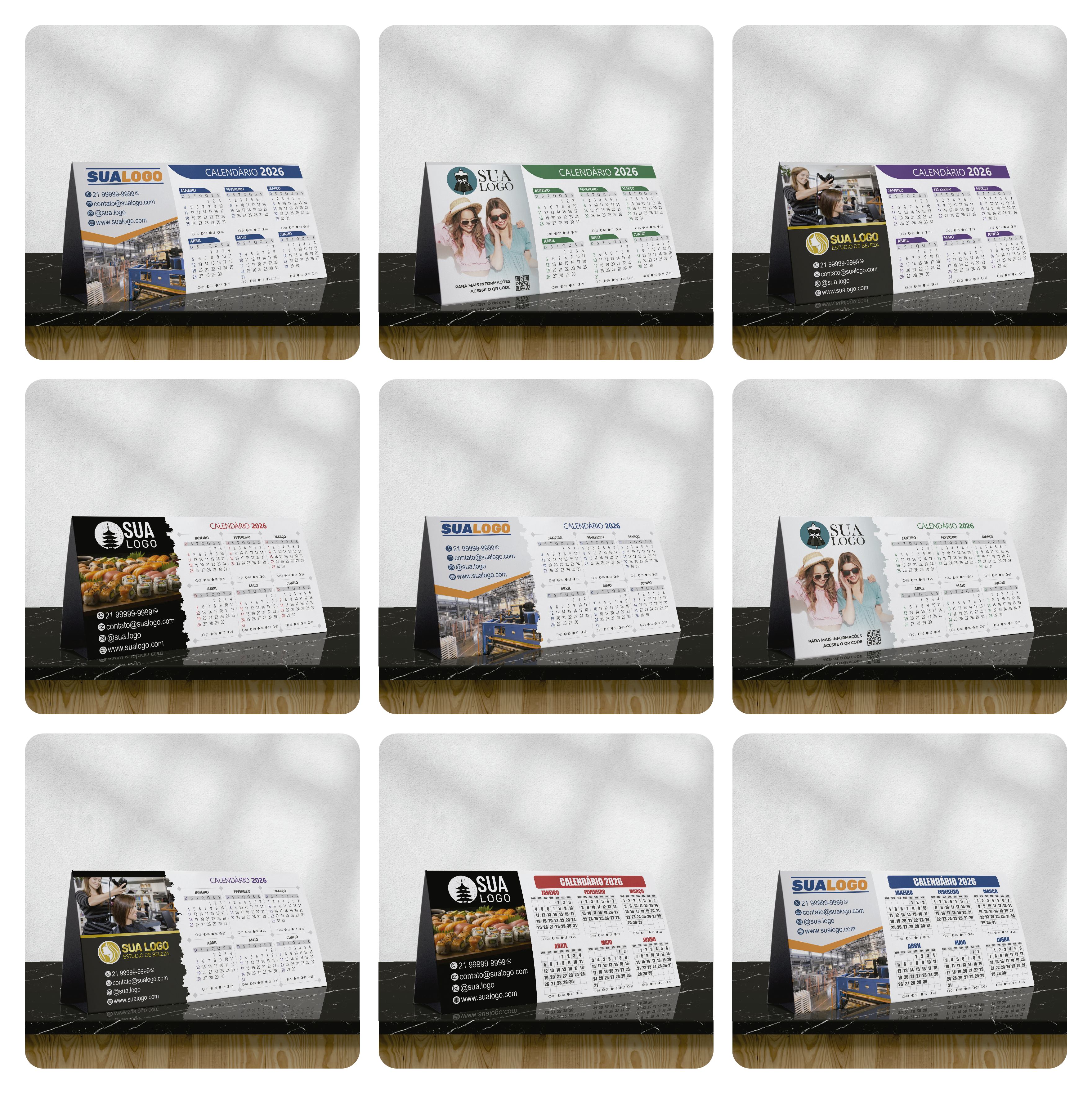Calendário 2026 Arquivos Editáveis Diversos Modelos PDF e Corel Draw 19